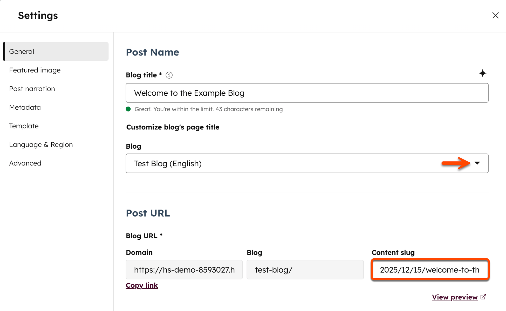 Alterar URLs de conteúdo