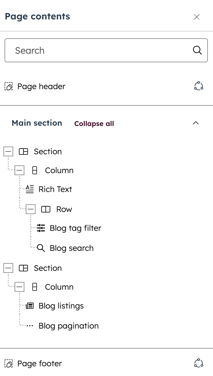 Edit blog listing pages