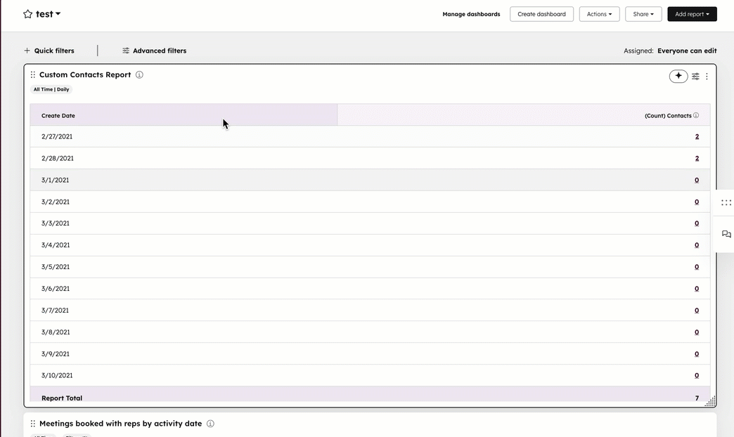 An animated GIF of how to filter a report