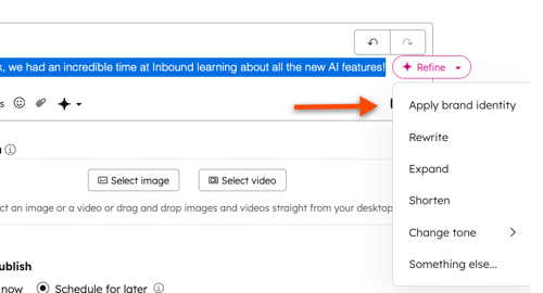 A screenshot showing how to apply your voice to social media posts.