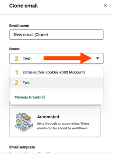 Clone side bar highlighting the Brands dropdown menu.