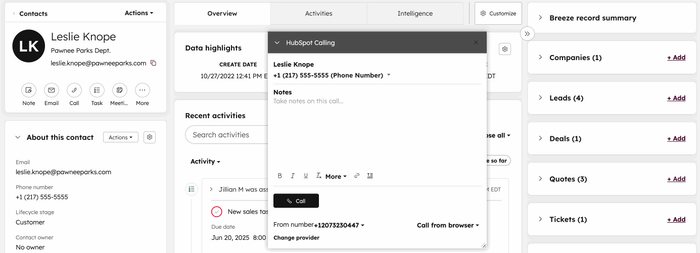 A gif displaying how to navigate between CRM records during a call.