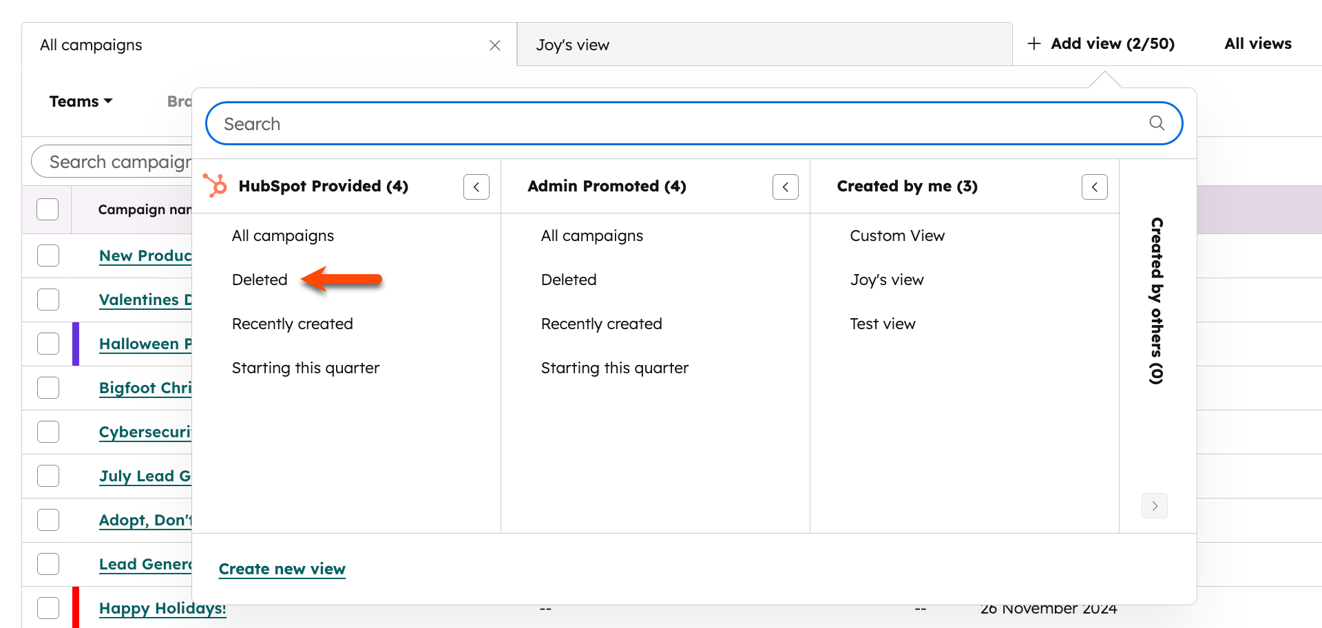 campagne-supprimer-restaurer-afficher