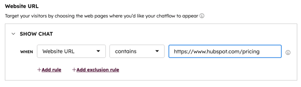 fluxos de chat-tset-argeting-rules