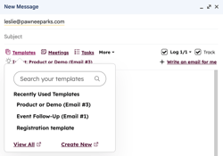 Gmail's email compose window showing the HubSpot Sales Chrome extension options to insert a sales template.