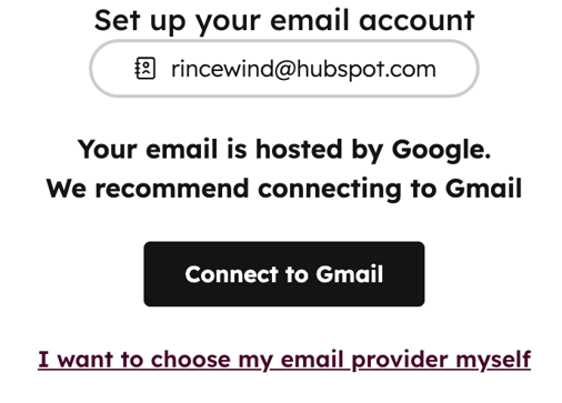 Connecting personal email with recommended provider.