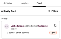 A screenshot of the Activity Feed showing a contact's recent email open.