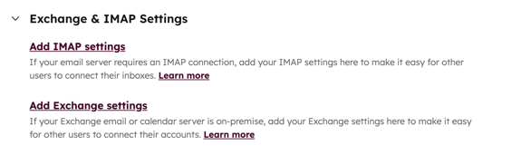 E-Mail-Protokollnachverfolgungseinstellungen &amp; , die die Optionen IMAP-Einstellungen hinzufügen oder Exchange-Einstellungen hinzufügen anzeigen.