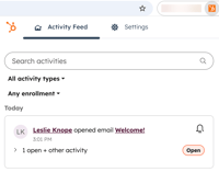 A screenshot of the Activity Feed showing recent contact activity.