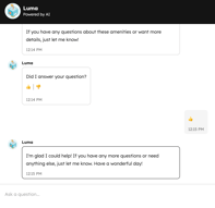Customer agent sample conversation, displaying a successfully answered question.