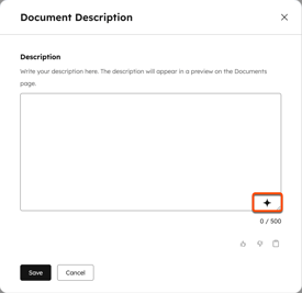 The Document Description editor, with the Breeze icon in the lower-right corner highlighted.