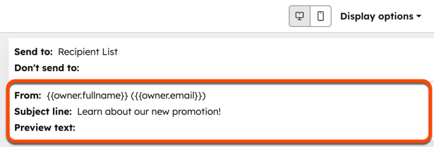 Screenshot of the email editor. The "inbox content' module at the top of the page is highlighted.