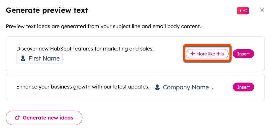 Generate subject lines and preview text for marketing emails