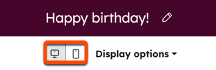Screenshot des E-Mail-Editors, wobei die Symbole für Desktop und Mobilgerät oben auf der Seite hervorgehoben sind.