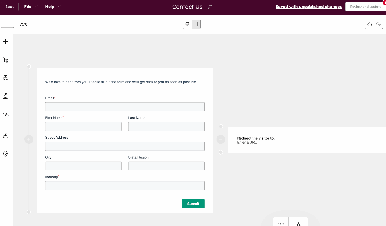 Un gif indiquant les étapes de modification du message de remerciement dans l’éditeur de formulaire.