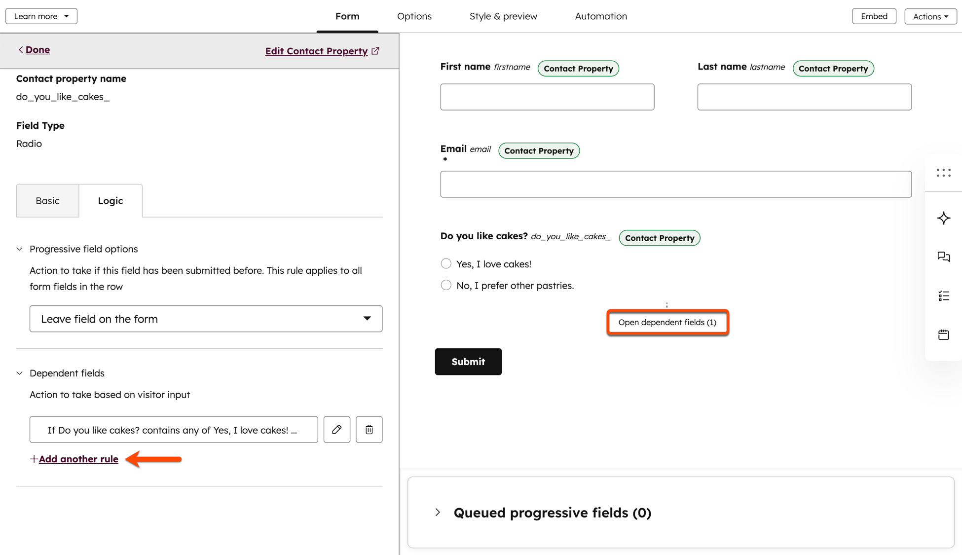 Use dependent form fields (legacy)