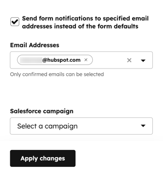 The page editor, displaying the option to send form notifications to users.