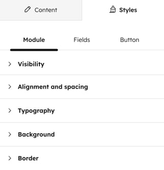 The page editor, displaying form style options.