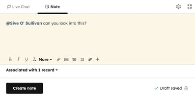 Create a note in help desk 