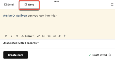 Create note in help desk