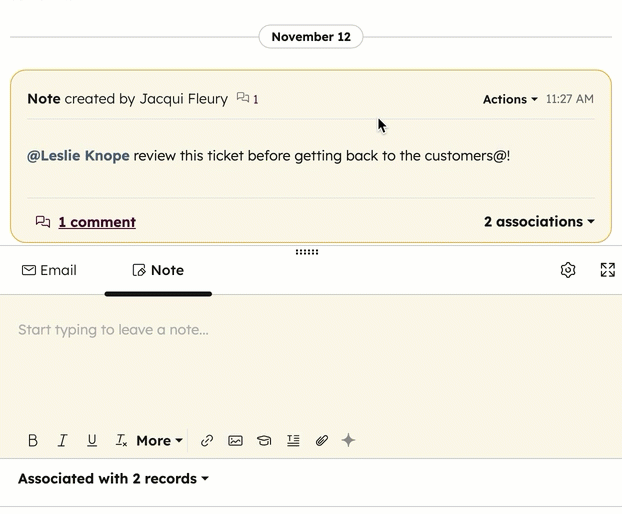 Edit notes in help desk 