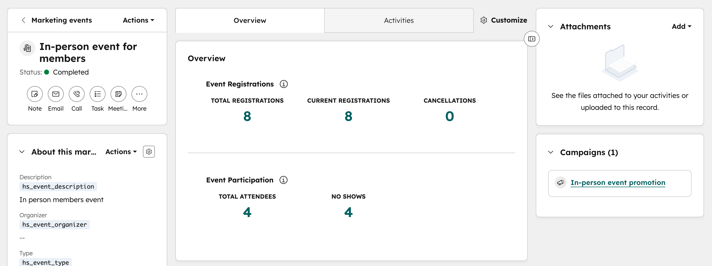 evento di marketing - Evento di marketing - Esempio di record di eventi di marketing