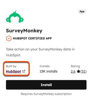 Screenshot des Abschnitts eines App-Listings, in dem "Built by" angezeigt wird.