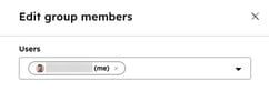 The 'Edit members' panel in HubSpot meetings, with options to add users or use a meeting rotation.