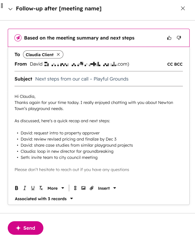 Review recommended next steps for deals