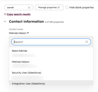 Contact owner property dropdown menu.