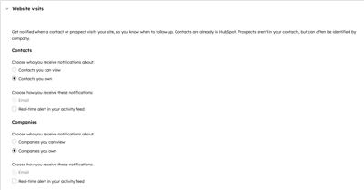 Lead revisit notifications with options to select.