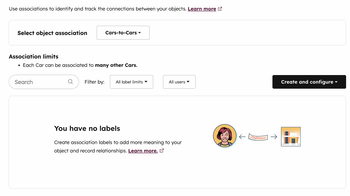 A gif displaying the custom object association settings, showing the steps to create a new association.