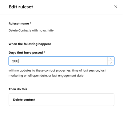 A screenshot showing the right panel, where you can change the time range for what's considered an inactive contact.