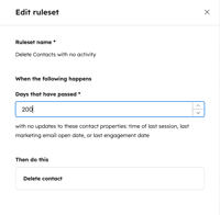 A screenshot showing the right panel, where you can change the time range for what's considered an inactive contact.