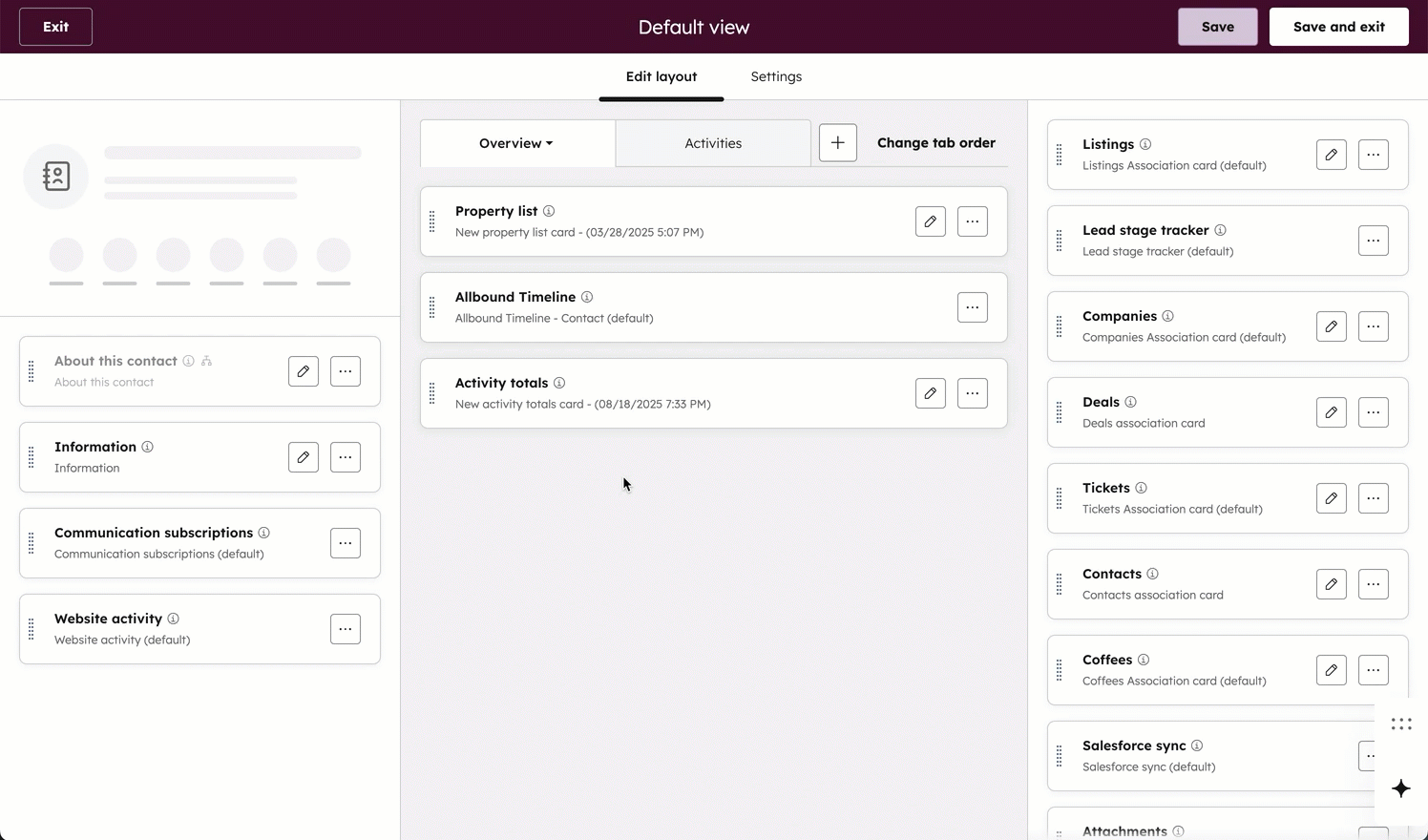 GIF displaying the record customization screen. The user adds a card from the 'card library' right panel.