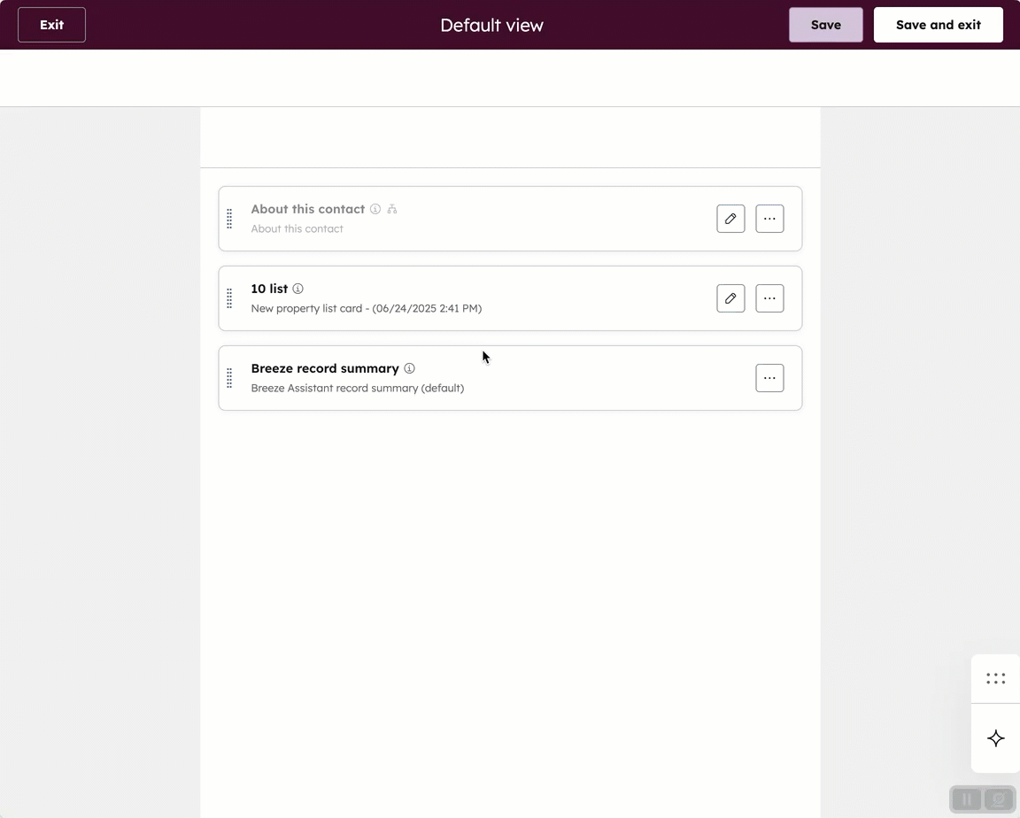 GIF displaying a preview customization screen. The user creates a new card to display email and call activity.