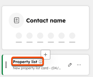 Record layout editor highlighting a Property list card with options to edit or manage the card.
