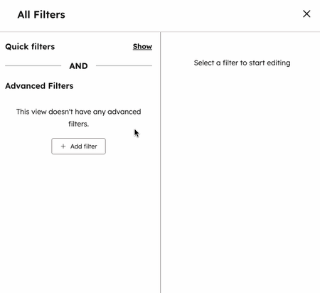 A gif showing the steps to filter records with the Merged Contact IDs contact property.