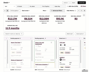 GIF of a deal board. The Super Admin moves a deal backward and confirm this in a dialog box to restart the approval process.