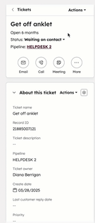 GIF displaying ticket left sidebar. The user makes several changes that are autosaved with a pop-up undo button appearing after each one.