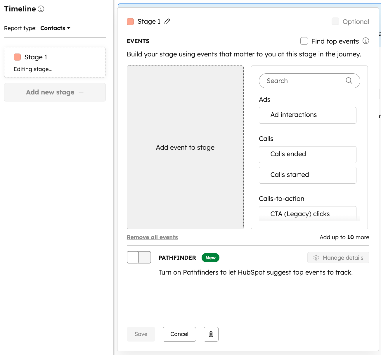 Edit stages in the customer journey report