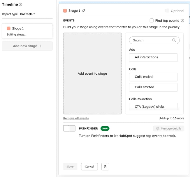 Edit stages in the customer journey report