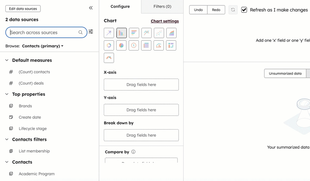 Create reports with the custom report builder