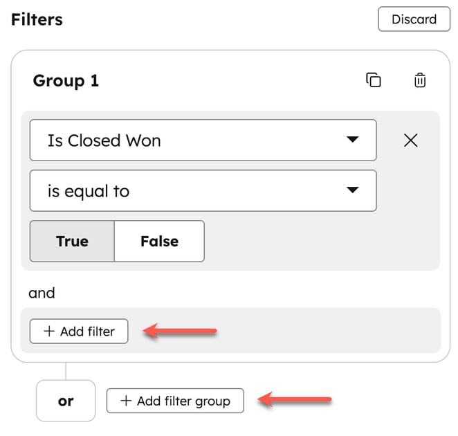 Edit report filters
