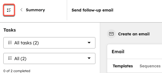 The guided execution queue panel on the left side, summarizing the tasks to complete. The Close queue button on the top left is highlighted.