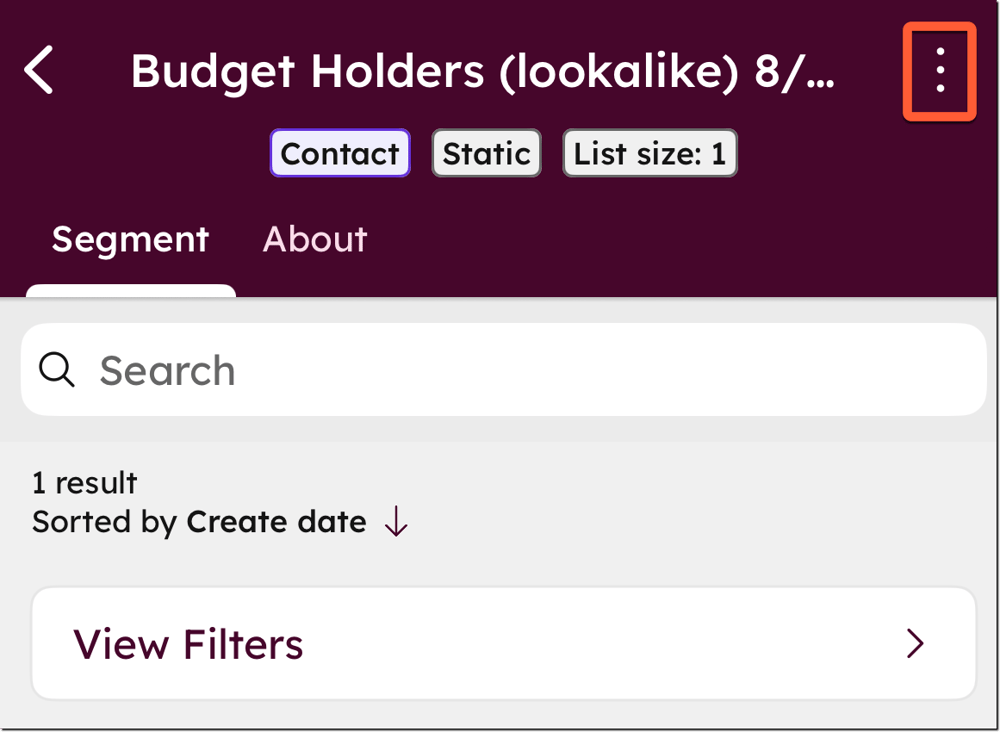 Use segments in the HubSpot mobile app