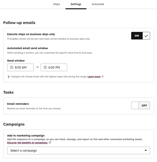 sequences-settings