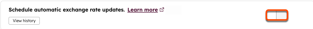 A toggle switch for automatic exchange rate updates.