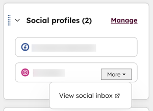 The social profiles card located in the right sidebar of the contact record.