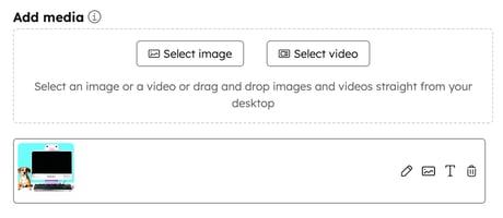 Social composer showing options to add media to the post.